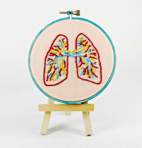 Small Anatomical Lungs Hand Embroidery Wall Decor
