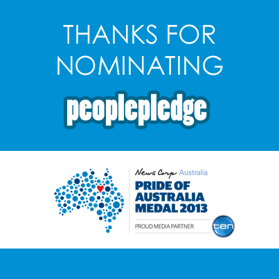 PeoplePledge Nominated For Pride Of Australia Awards 2013