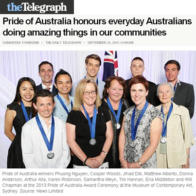 PeoplePledge in Today’s Daily Telegraph for Winning Pride of Australia Medal NSW