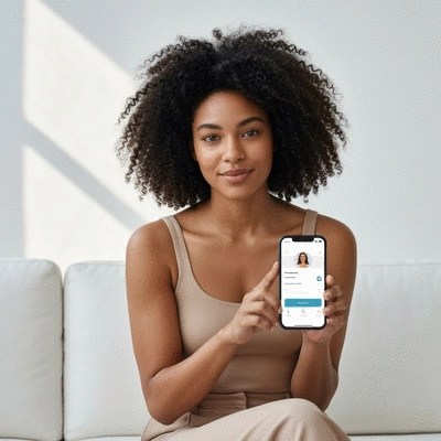 Person using a smartphone to manage digital health insurance plan, clean image